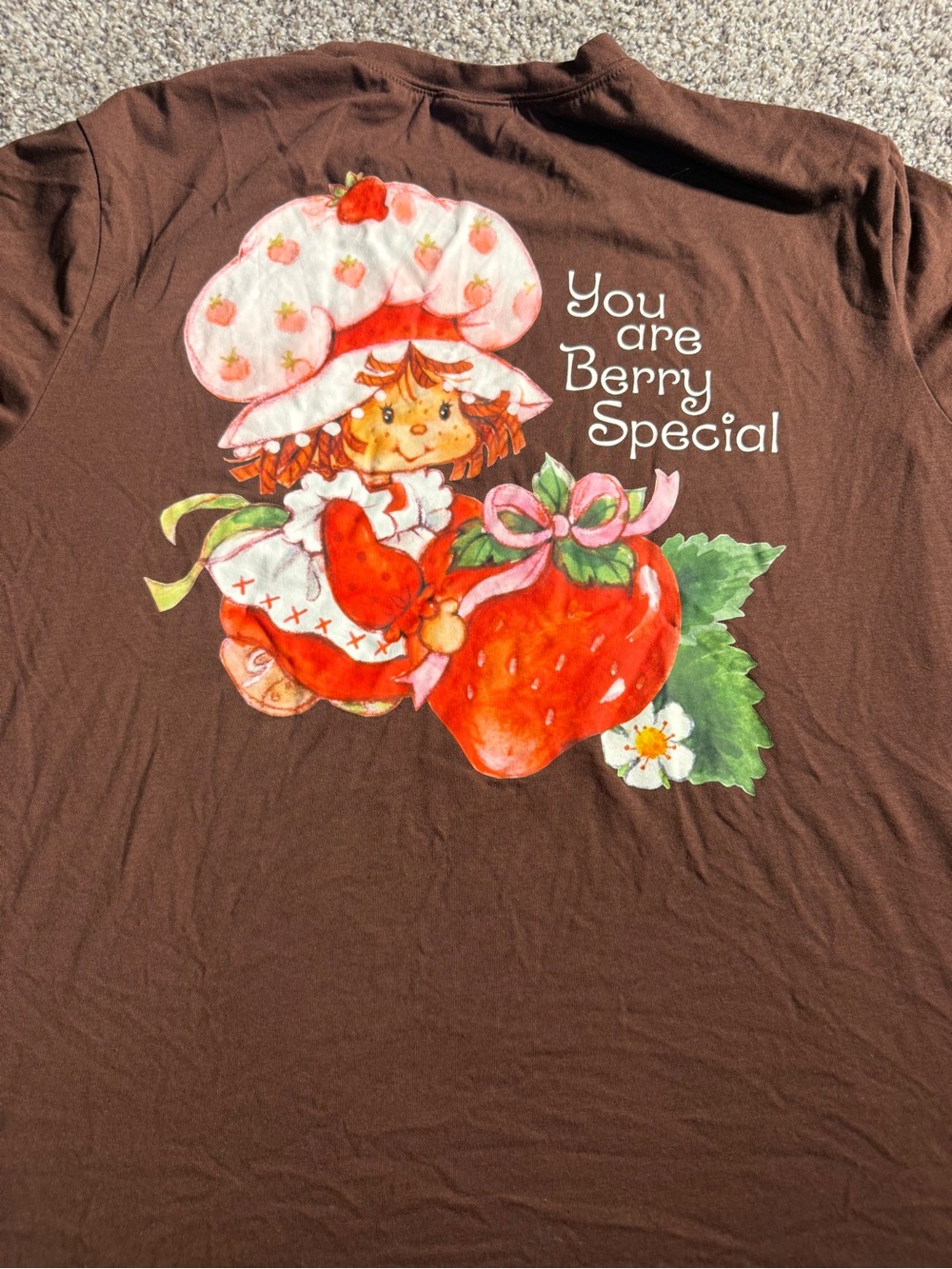 Strawberry Shortcake Chest Logo Brown Short Sleeve Tee - Picture 4 of 5